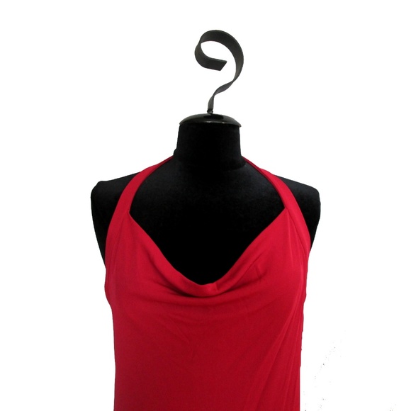 Jones NY Dk Red Halter Neck Long Dress Size L NWT - Picture 3 of 5